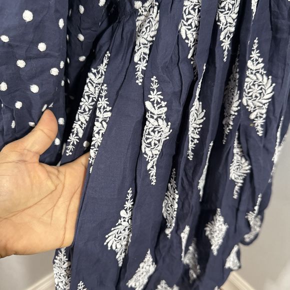 Talisman Dress Womens Medium Empire Waist V‎ Neck Lantern sleeves Pleasted Beach - Picture 6 of 13